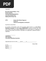 Authorization Letter For FDA Application