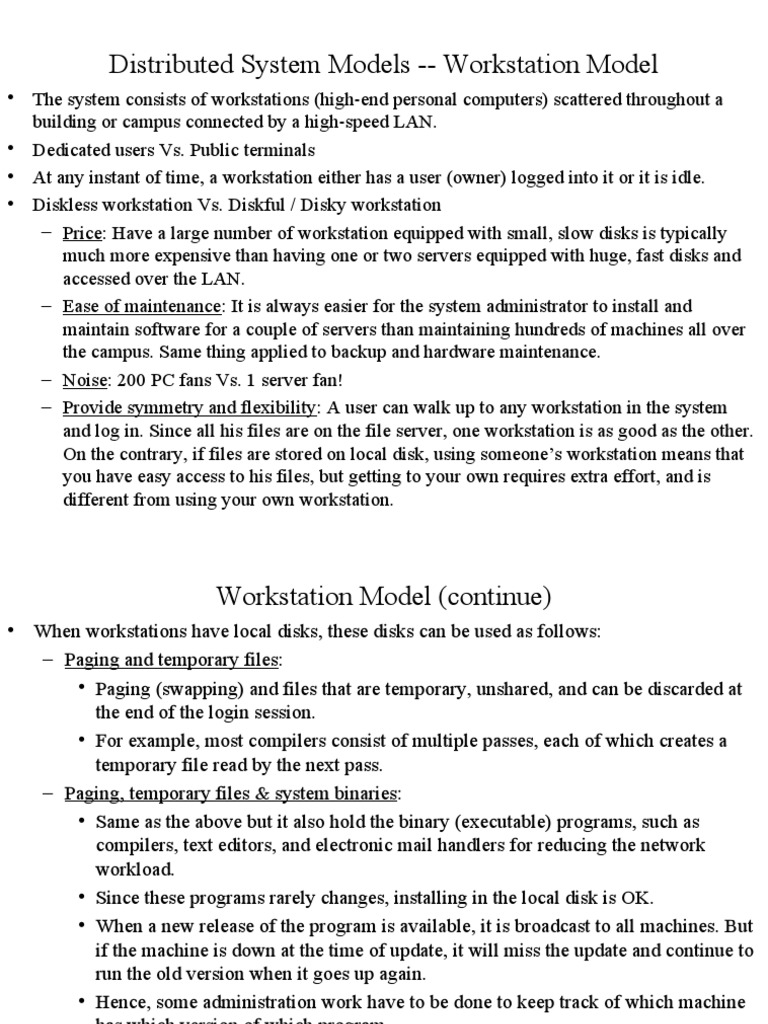 Distributed System Models - Workstation Model | PDF | Workstation ...
