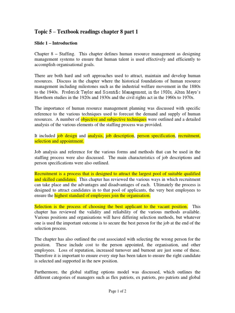 Topic 5 Textbook Readings Chapter 8 Part 1 | PDF | Recruitment | Employment