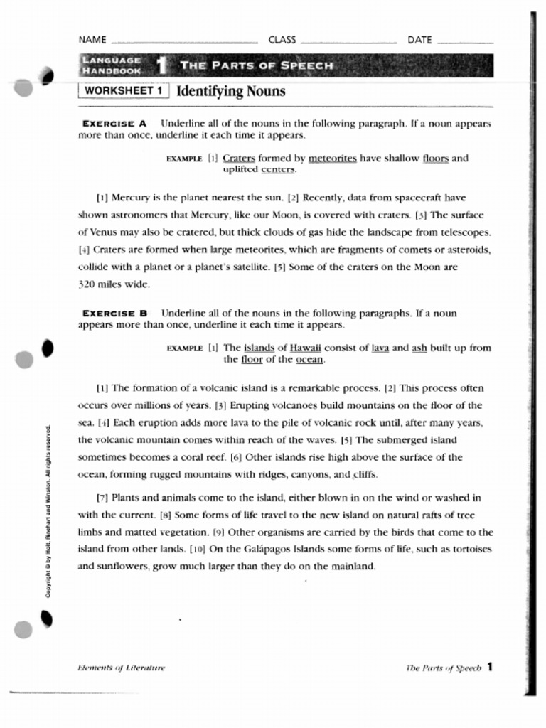 parts of speech worksheets pdf pdf