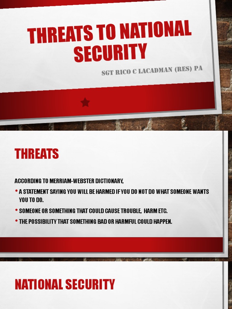 Threats To National Security1 PDF National Security State (Polity)
