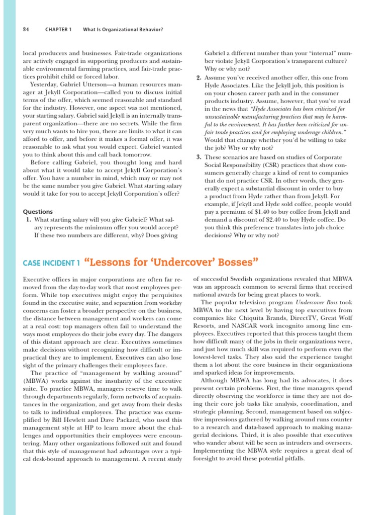 Lessons For Undercover Bosses PDF Employee Benefits Employment