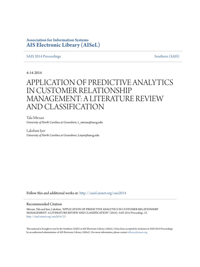 Predictive Analytics in CRM: Review | PDF | Predictive Analytics ...