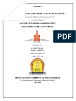 "A Study On Home Loan Practices in Bengaluru": "Master of Business Administration" Bangalore Central University