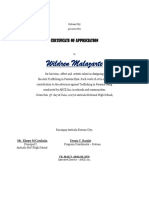 Wildren Malazarte: Certificate of Appreciation