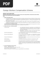 Foreign Workers Compensation Scheme: Product Disclosure Sheet