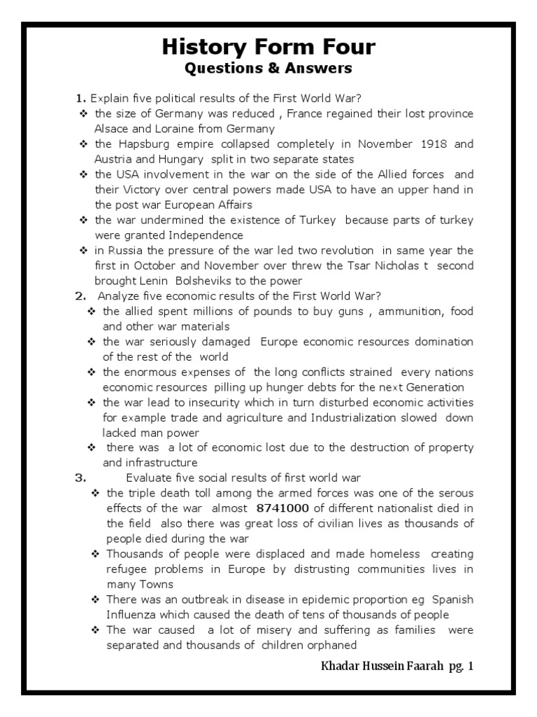 History Form Four Q&A Overview | PDF | African Union | United Nations