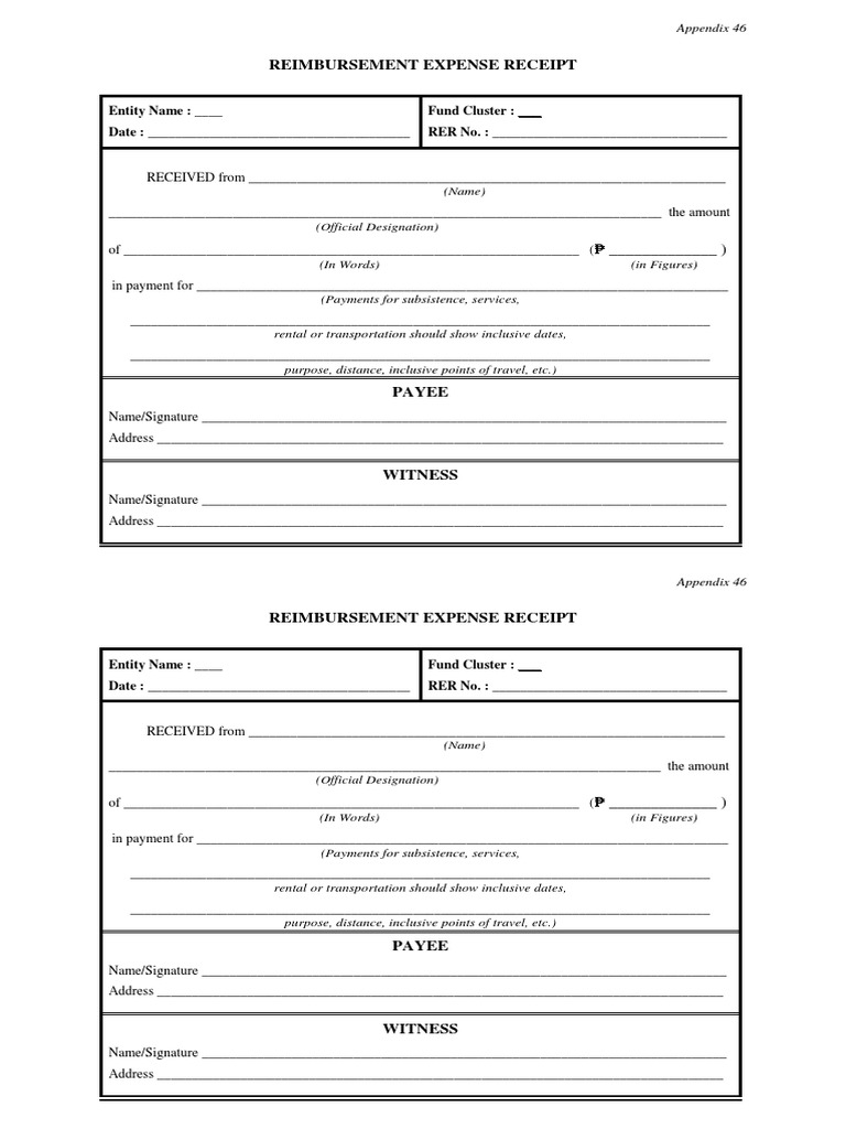 Reimbursement Expense Receipt Template | PDF | Payments | Services ...