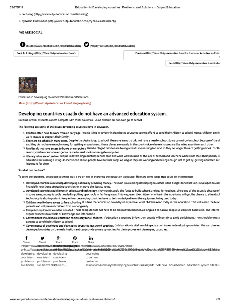Education Challenges in Developing Nations | PDF | Developing Country ...