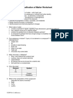 Classification of Matter Worksheet: Objectives