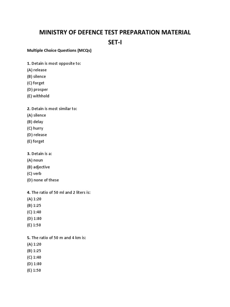 MOD Test Preparation MCQs Set-I | PDF | Teaching Methods & Materials ...