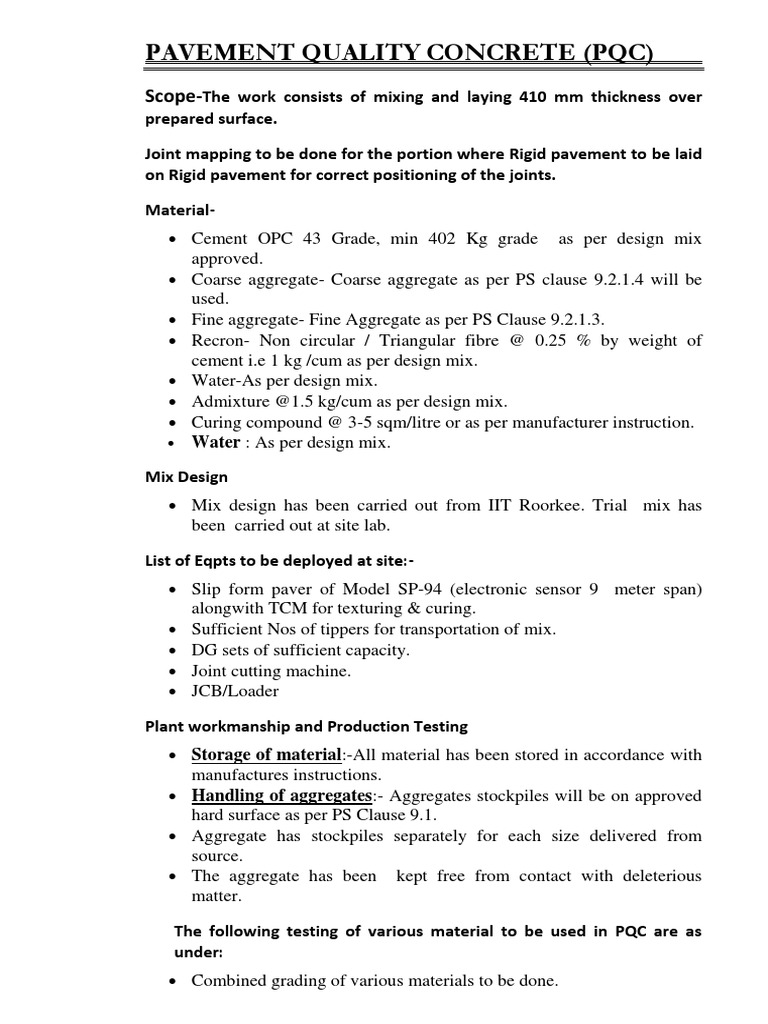PQC Methology | PDF | Construction Aggregate | Road Surface
