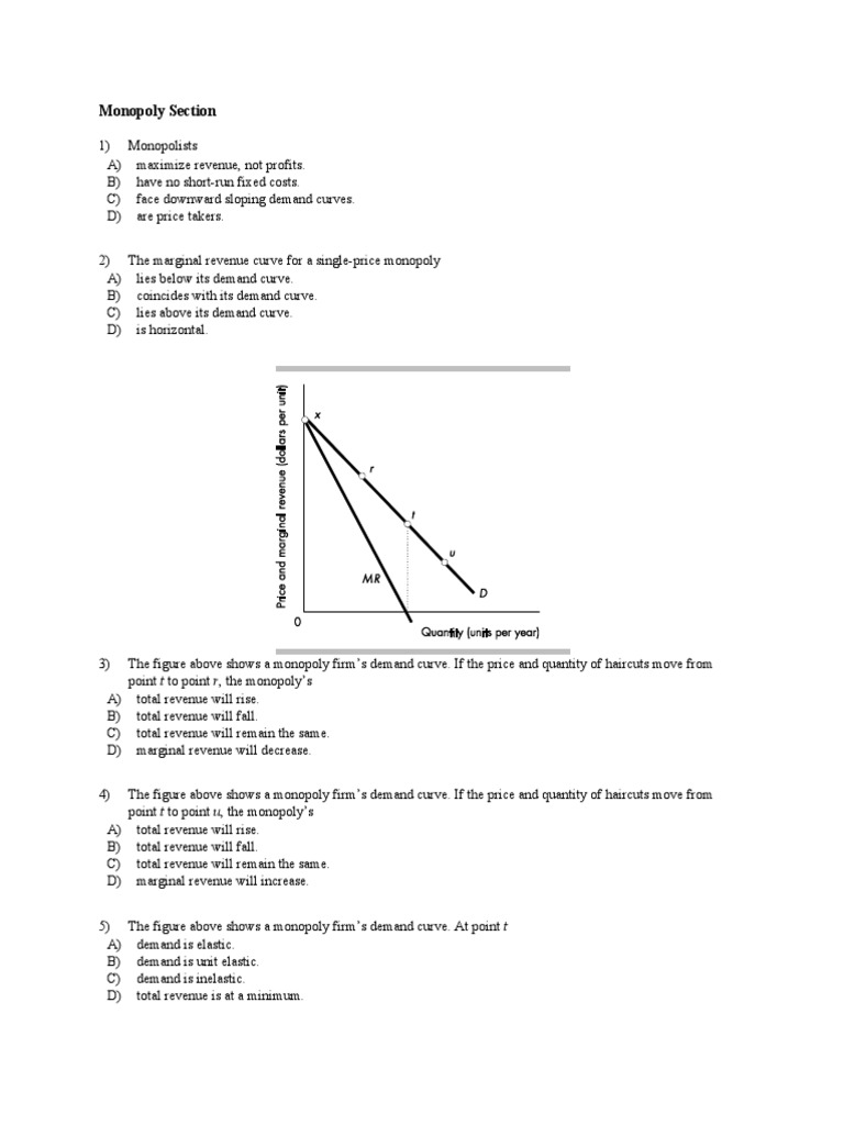 Monopoly Section Questions | PDF | Monopoly | Demand