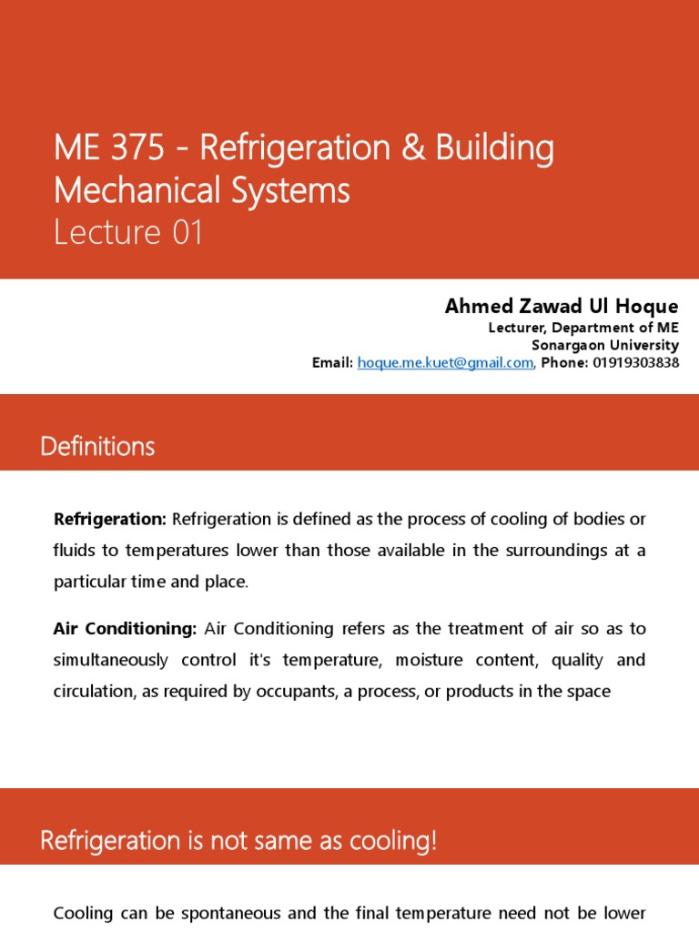 ME 375: Intro to Refrigeration Systems | PDF | Refrigeration | Air ...