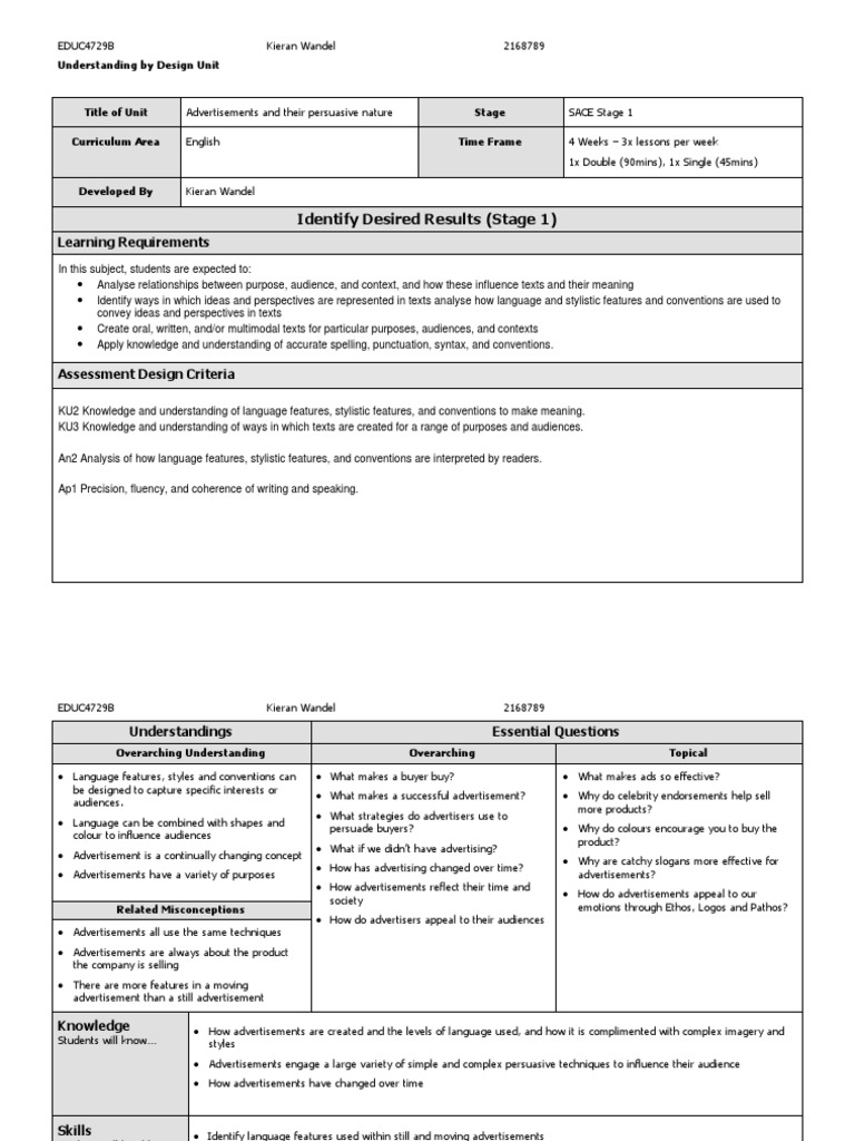 Educ4729b - Assignment 2 Teaching and Learning Plan | PDF | Persuasion ...