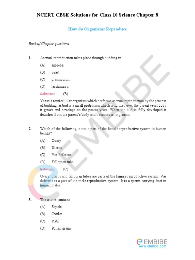 How Do Organisms Reproduce Chapter 8 | PDF | Reproduction | Sexual ...