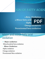 1.Beta-Oxidation 2.minor Fatty Acid Oxidation Alpha Oxidation Omega Oxidation Peroxisomal Beta Oxidation