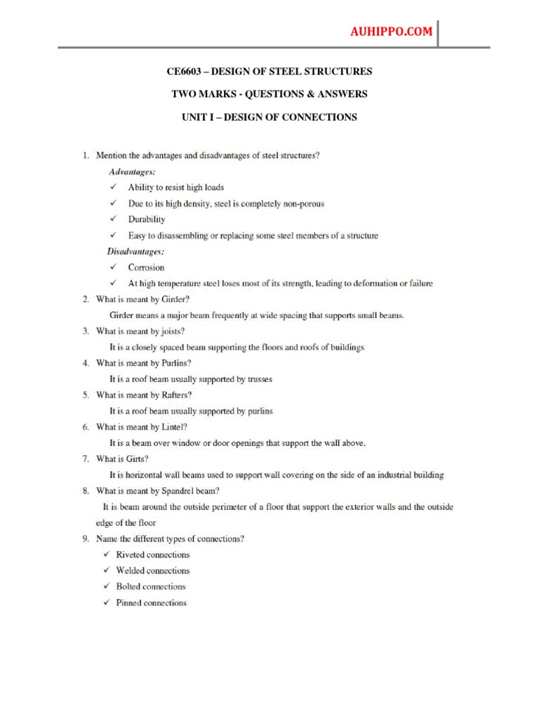 Steel Structures Design Q&A Guide | PDF