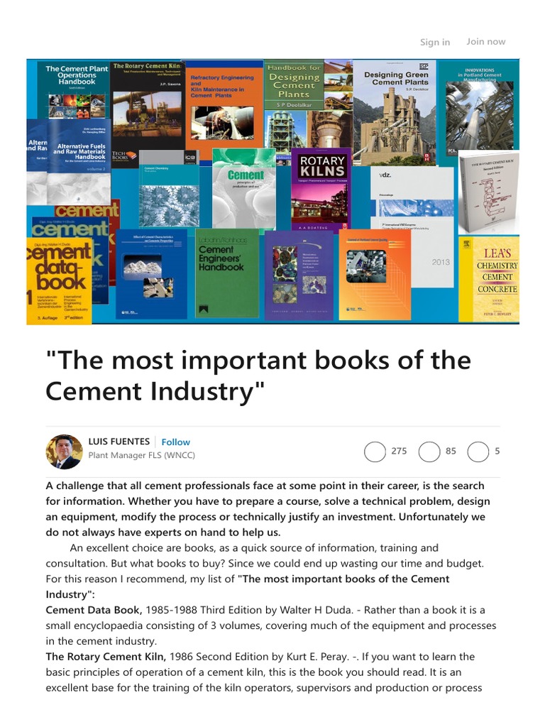 "The most important books of the Cement Industry": Sign in Join now