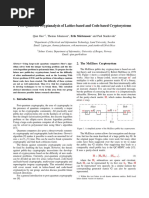 Post-Quantum Cryptanalysis of Lattice-Based and Code-Based Cryptosystems