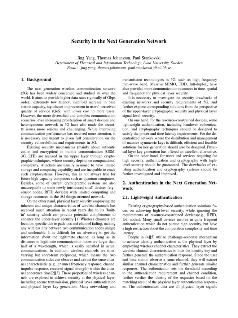 Security in The Next Generation Network: 1. Background | PDF | Computer ...
