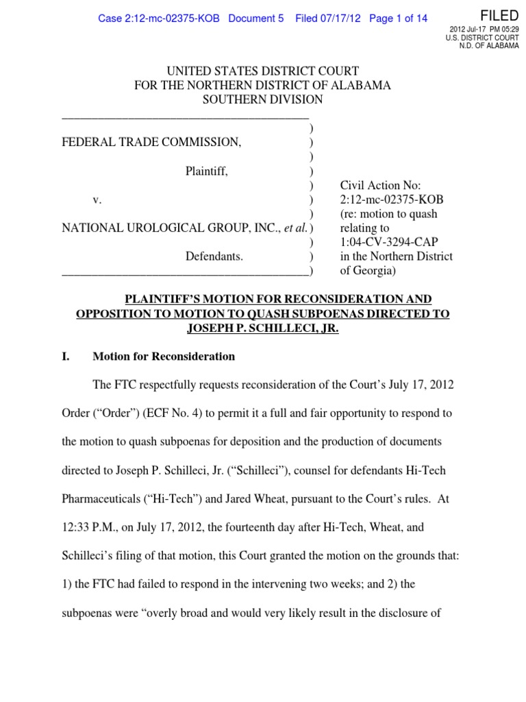 120717urologicalmotion 0 PDF AttorneyClient Privilege Discovery