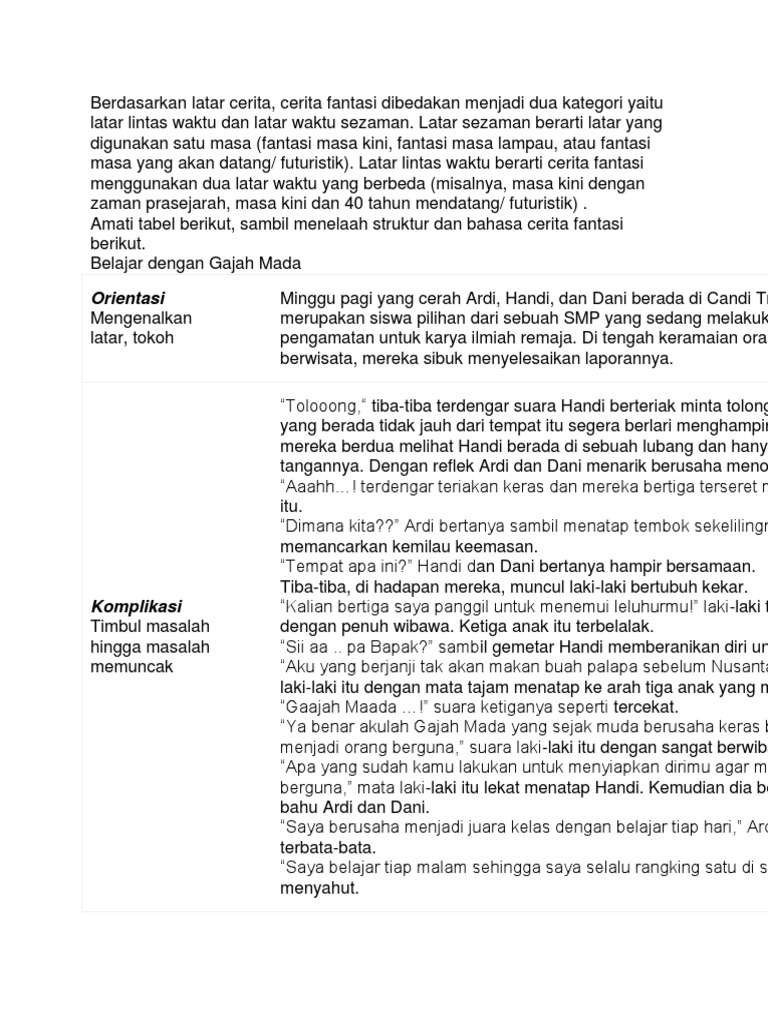 Berdasarkan Latar Cerita Belajar Dengan Gajah Mada Pdf