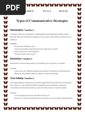 Types of Communicative Strategies