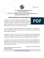 Nº 106/19: AVIANCA Reanuda Sus Vuelos Directos A Uruguay