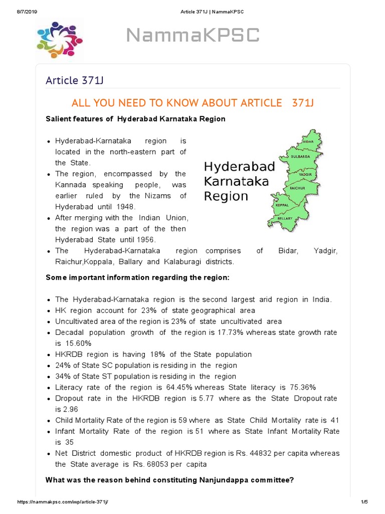 Article 371J: Kalyana Karnataka Benefits | PDF | U.S. State | Public Sphere