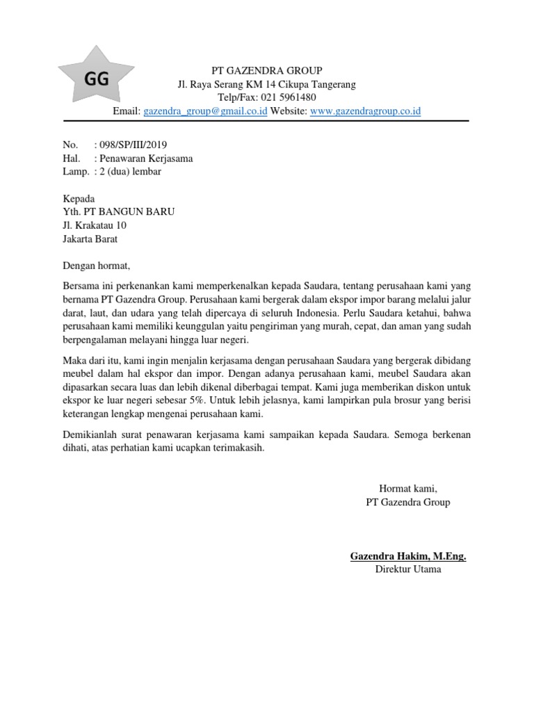 Surat Penawaran KERJASAMA