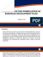 Guidelines On The Formulation of Barangay Development Plan: August 15, 2019
