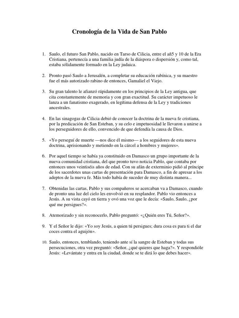 Cronología de La Vida de San Pablo | PDF | Pablo el apóstol | Jesús