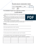 Evaluación Lenguaje Artículos, Sust., Adjetivos, ETC