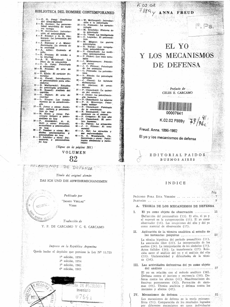 Anna Freud - El Yo y Los Mecanismos de Defensa (Libro Completo) PDF | PDF