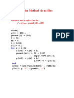 Euler Method Matlab Code
