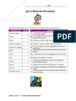 Strength of Materials Worksheet: Vocabulary Term Answer