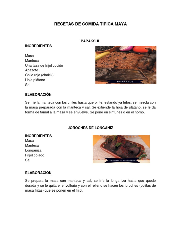 Recetas de Comida Tipica Maya | PDF | Salsa | Cocinando