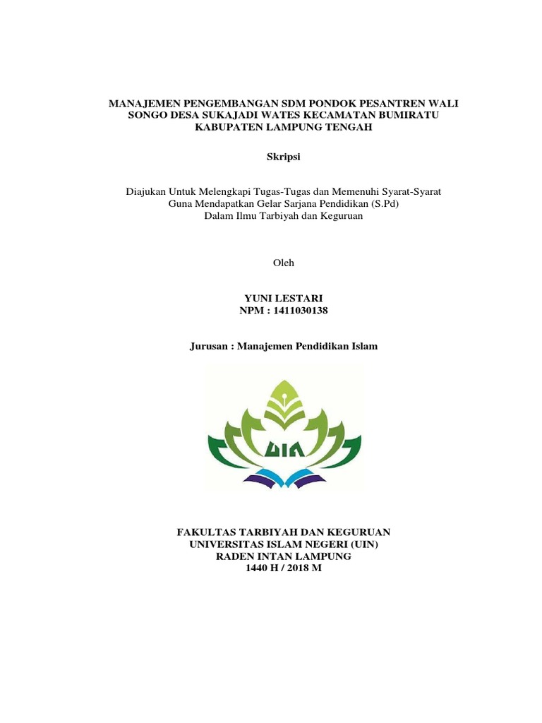 Contoh Cover Skripsi