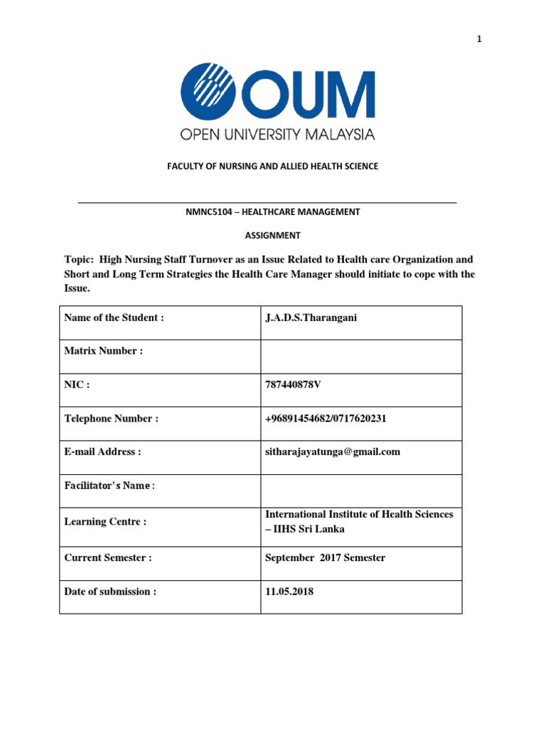 NMNC5104 | PDF | Turnover (Employment) | Medical Error