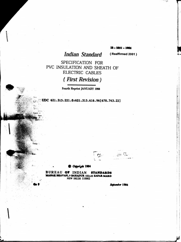 Indian Standard: (First Revision) | PDF | Electrical Conductor ...