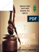 RA 9184: Governmen T Procureme NT Act: Department of Health Center For Health Development - Bicol Legazpi City