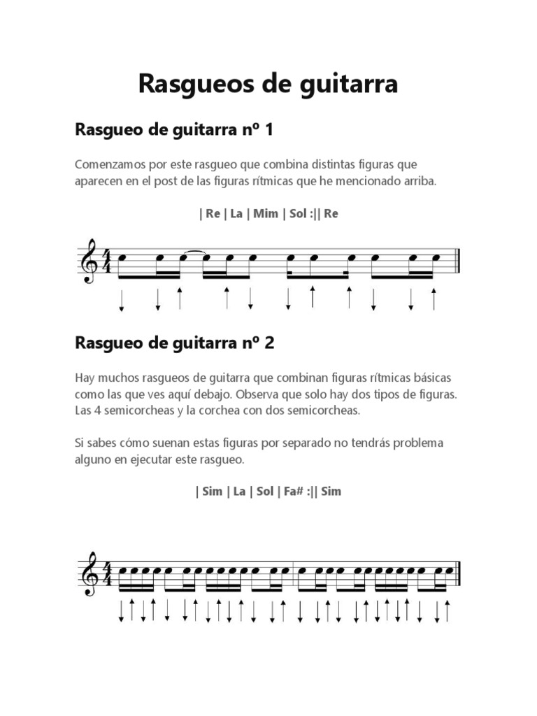 Rasgueos de Guitarra | PDF | Guitarras | Acorde (Música)