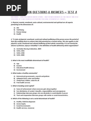 PHC Exam Revision Questions Test a v2