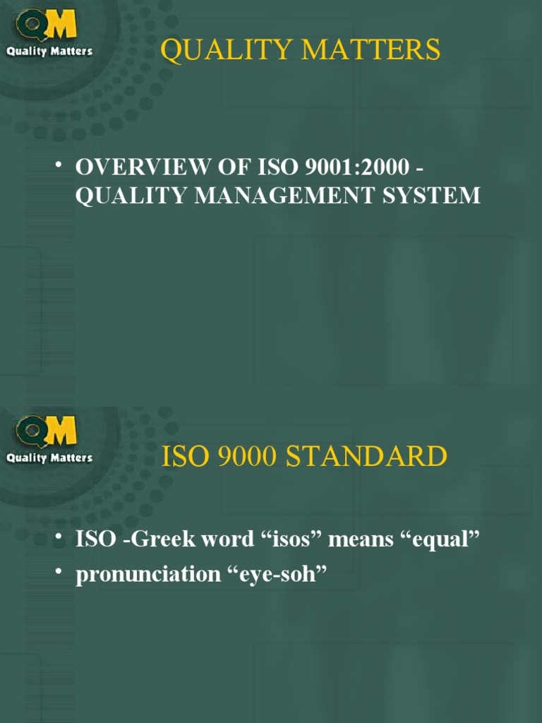 ISO 9001:2000 Quality Management Overview | PDF | Iso 9000 | Quality ...