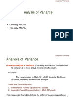 Analysis of Variance: - One-Way ANOVA - Two-Way ANOVA
