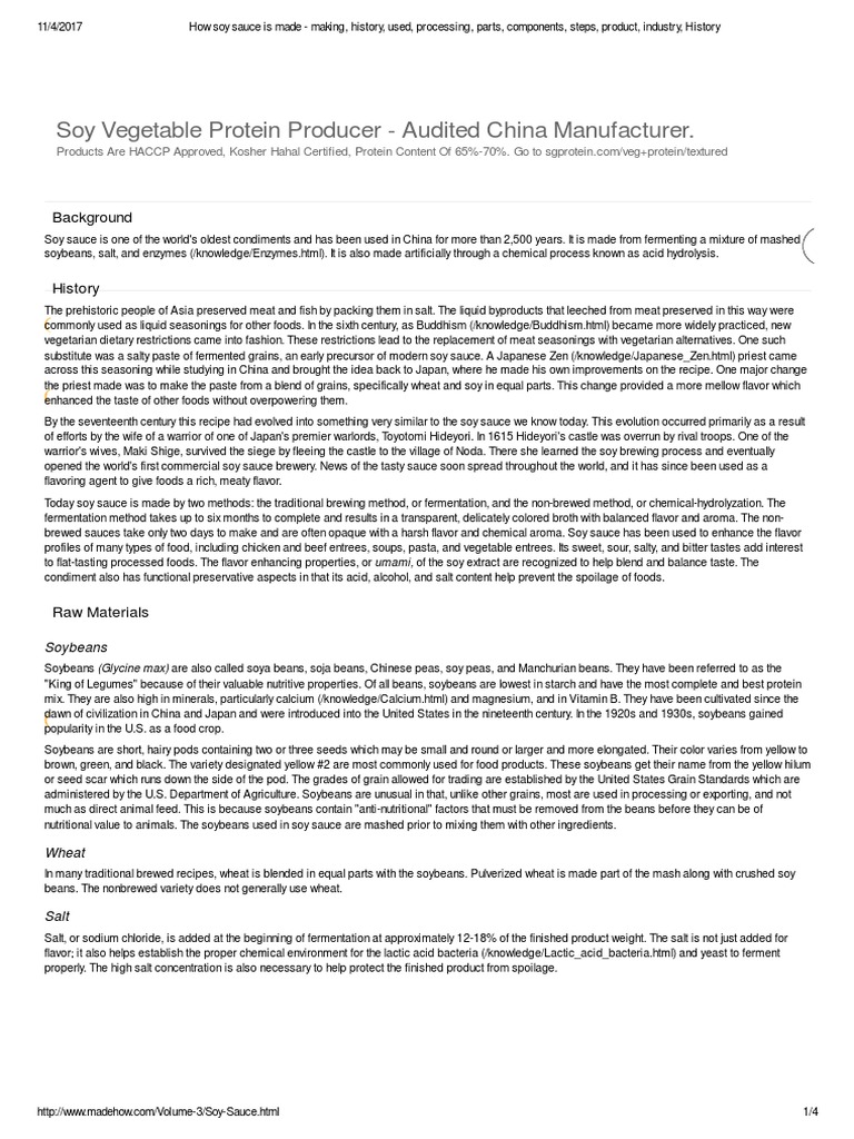 How Soy Sauce Is Made Making History Used Processing Parts Components