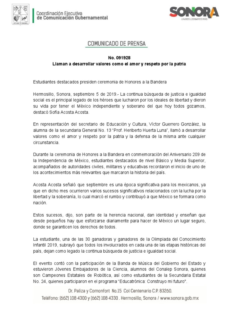 05-09-19 Llaman A Desarrollar Valores Como El Amor y Respeto Por La ...