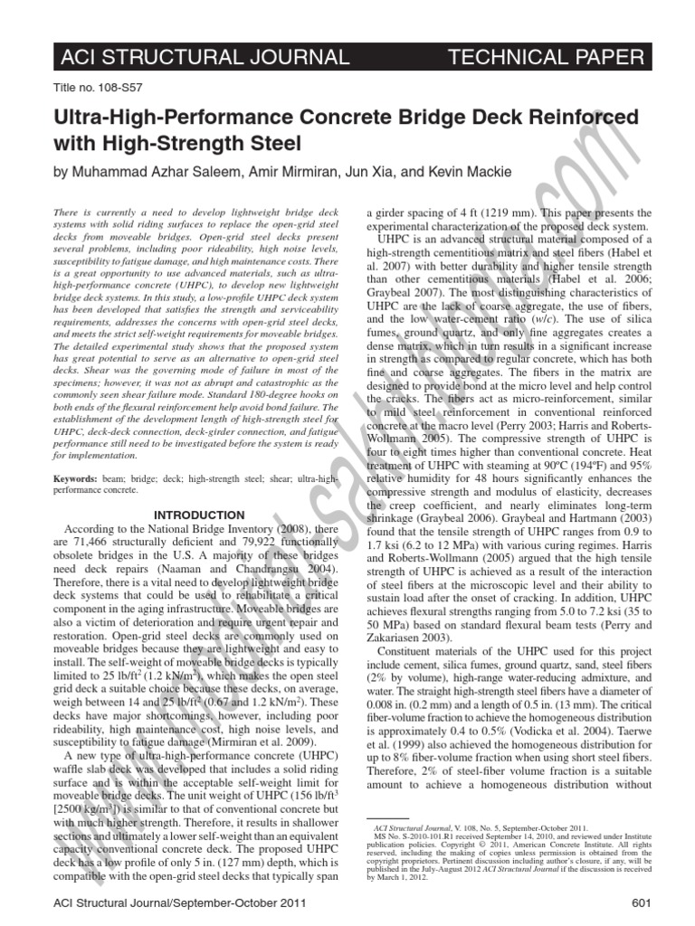 Ultra-High-Performance Concrete Bridge D | PDF | Strength Of Materials ...
