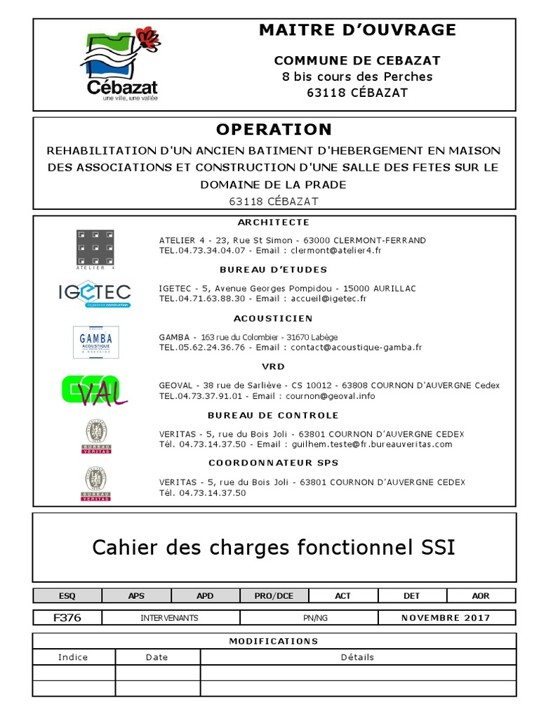 Page De Garde Cahier Des Charge Fonctionnel Cahier Des Charges Fonctionnel Ssi | PDF | Entrepreneur principal | Sécurité